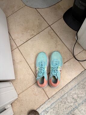 Ladies New Balance Mint and Coral Athletic Sneakers